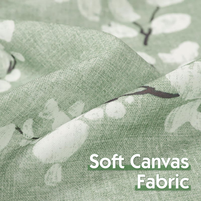 FMFUNCTEX Green Window Valance Curtains for Living Room White Floral Print on Canvas Kitchen Valance for Bathroom Basement Window Top Botanical Blossom 54â€ W x 15" L 1 Panel - Image 3